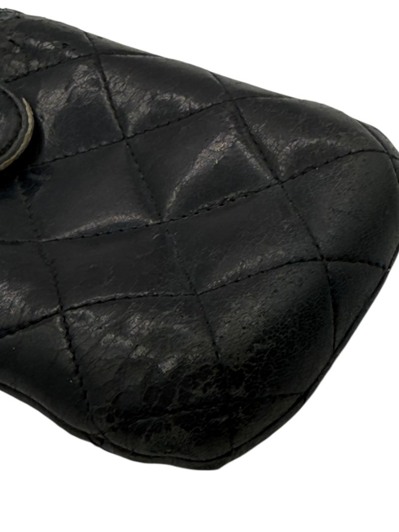 Chanel Vintage Black Quilted Leather Cell Phone Holder – Silver-Tone Hardware