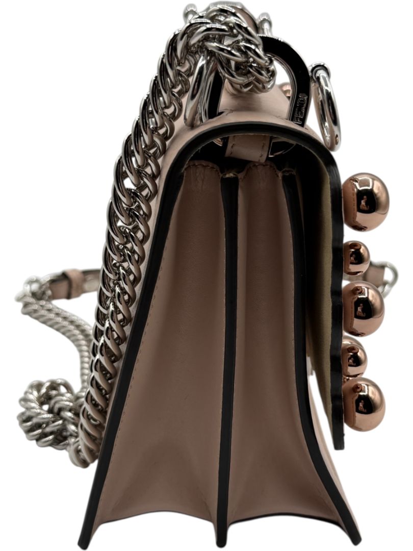 Fendi “Kan I” Small Scalloped Pearl Stud Shoulder Bag