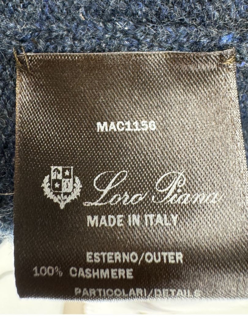Loro Piana Navy Cashmere Split-Neck Tunic Sweater Dress – Size L