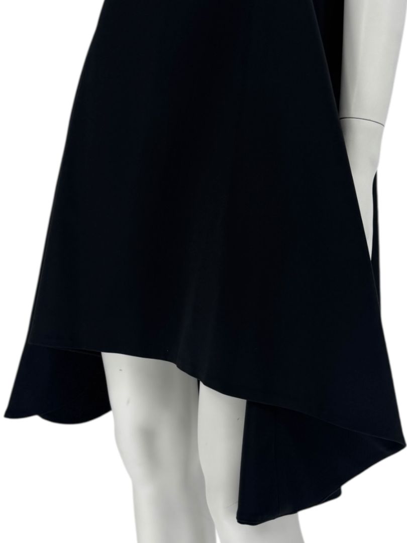 Pamella Roland Black Pearl-Trim Sleeve Handkerchief Hem Dress – Large