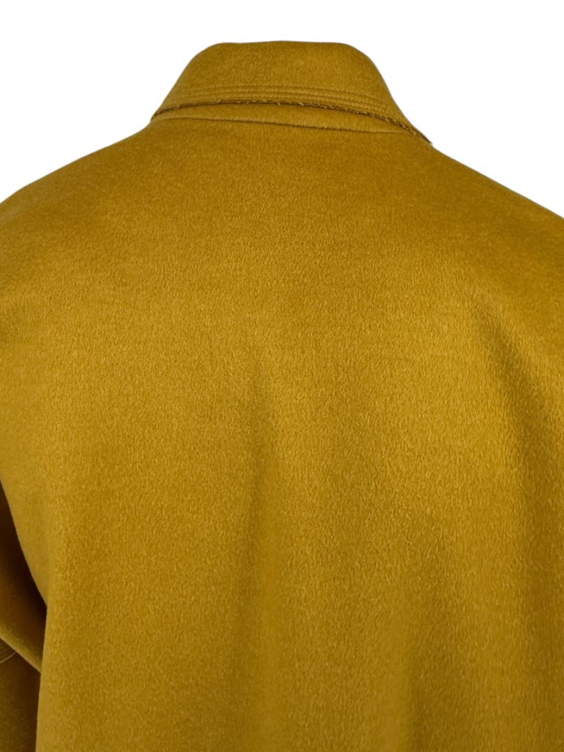 Pamella Roland Mustard Wool Cape Style Coat with Gold Buttons – Large