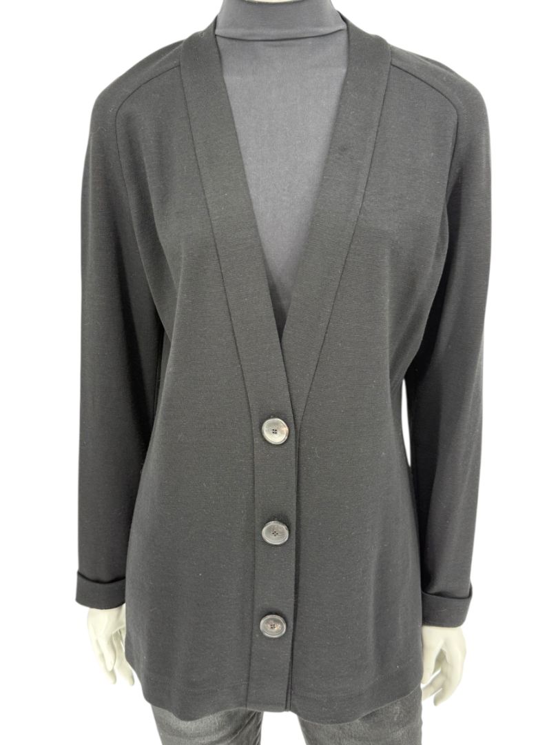Lida Baday Black Wool Knit Cardigan - Size 12