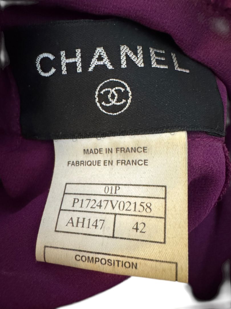 Chanel Fuchsia Silk High-Neck Blouse – Fall 2001 FR 42