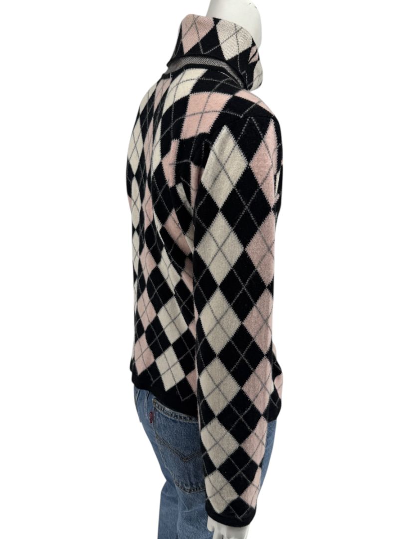 Pringle of Scotland 100% Cashmere Argyle Turtleneck Sweater – Size XL