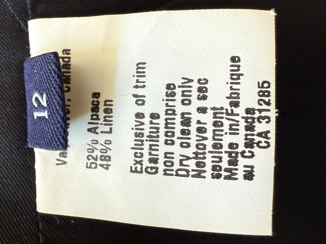 Ron Leal Charcoal Alpaca-Linen Tailored Jacket – Size 12