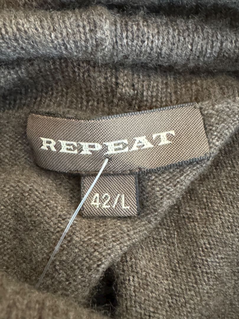 Repeat Cashmere Women’s Brown Wool-Cashmere Fringe Hem Sweater - Size L