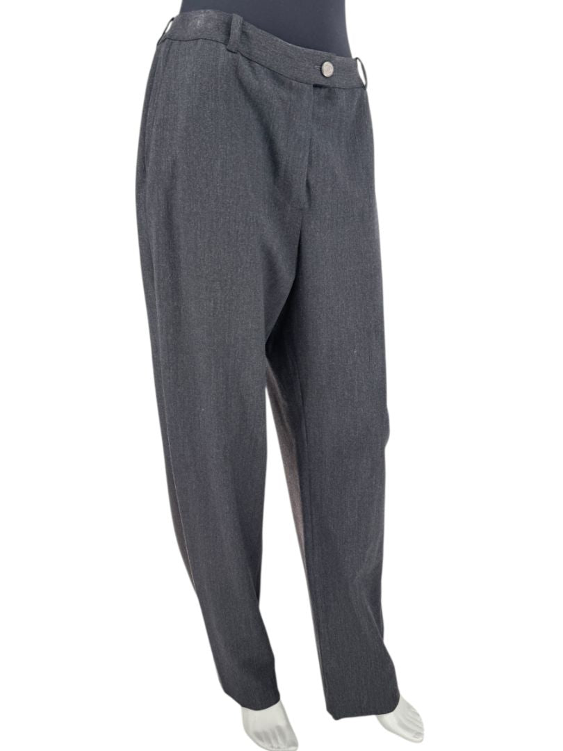 Chanel Charcoal Wool-Blend Straight-Leg Trousers – Size 42