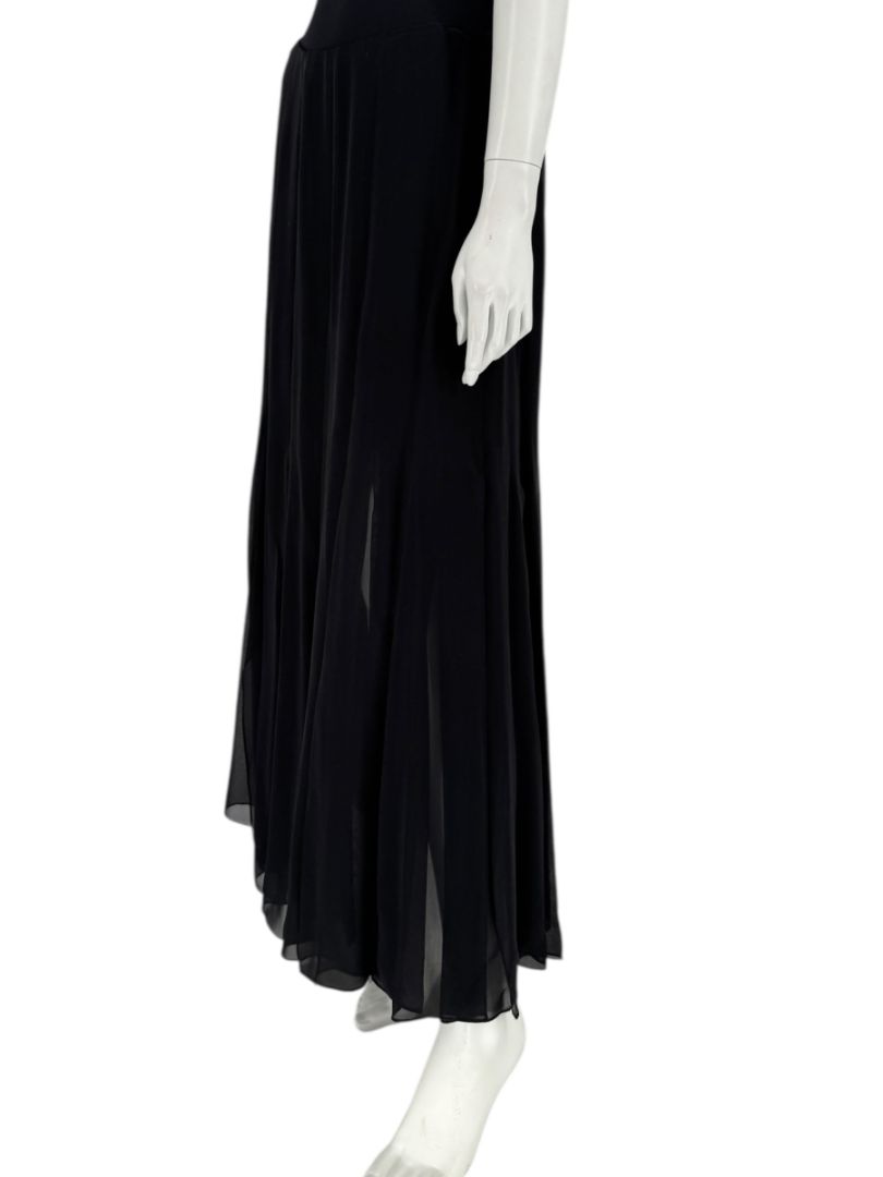 Dana Buchman Black Silk Pleated Maxi Skirt – Size 10