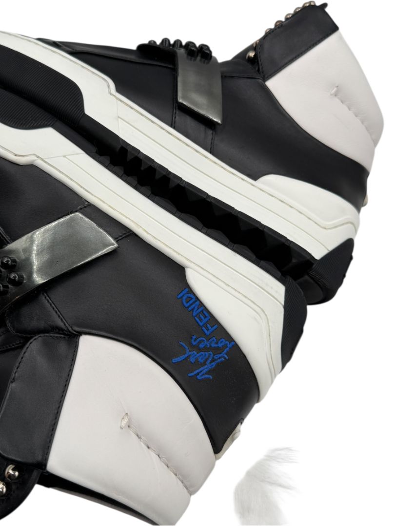 Fendi “Karl Loves Fendi” Studded High-Top Sneakers – Size 6 Mens