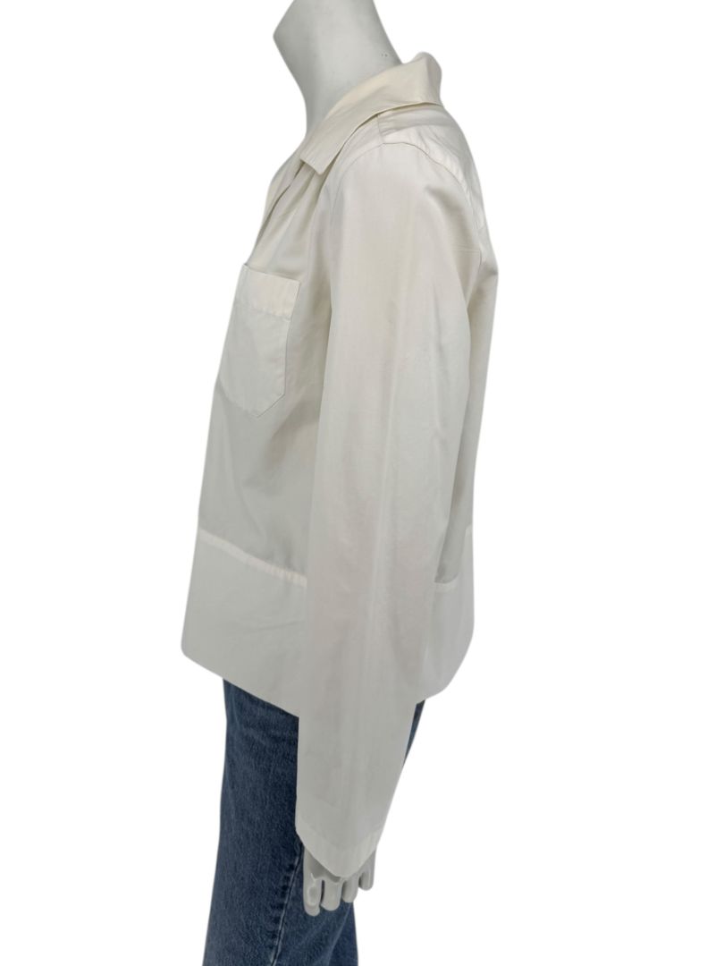 Chanel Ivory Zip-Front Cotton Blouse – Size 42