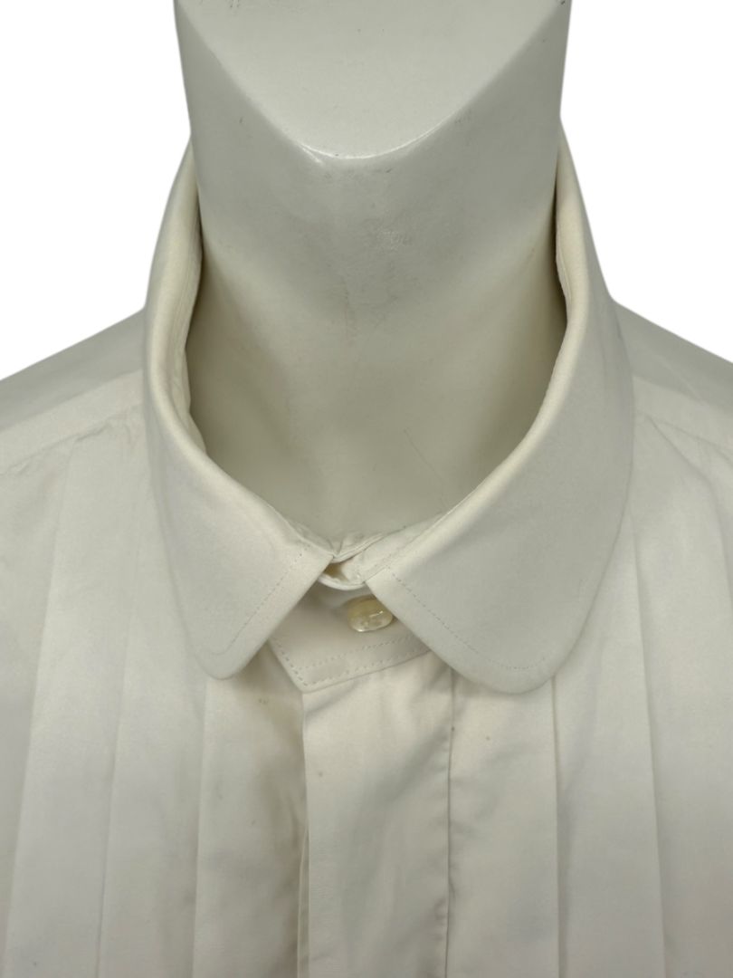 Karl Lagerfeld White Cotton Tuxedo-Style Pleated Shirt – Size 44
