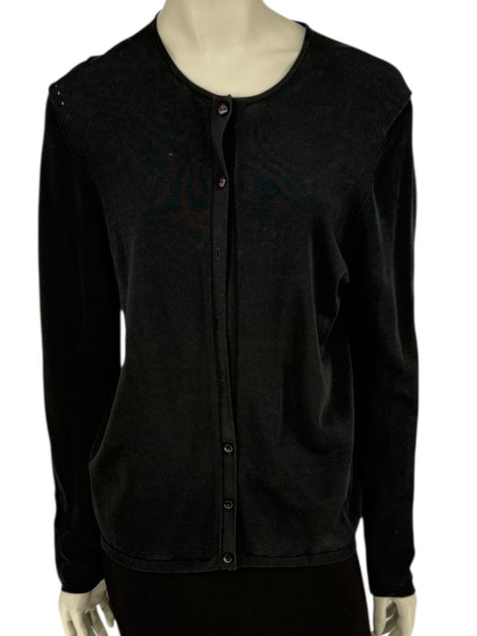 Oscar Navy Rayon-Nylon Knit Cardigan – Size L