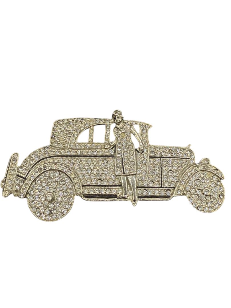 Polani Vintage Rhinestone Art Deco Car Brooch – Excellent Preowned Condition