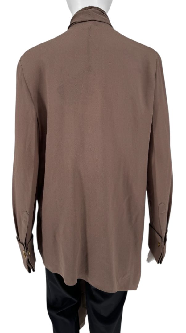 Fendi Draped Silk Georgette Blouse in Cocoa Brown – Size IT 42 (US 6)