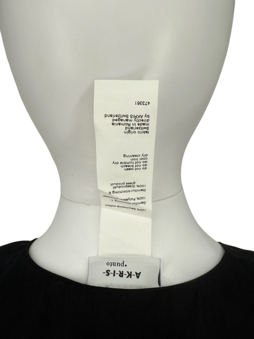 Akris Punto Black Cotton Tunic with Mirror Disc Detail – Size 10