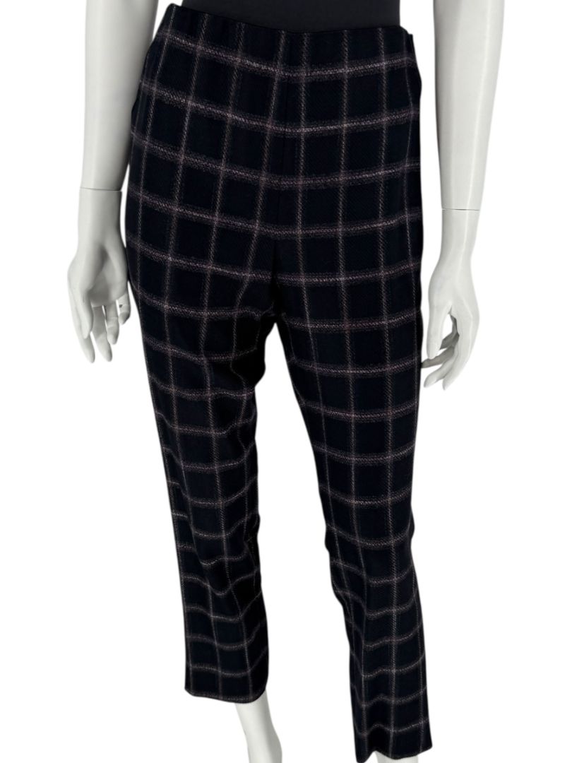 Pamella Roland Black & Gray Windowpane Plaid Pantsuit – Large
