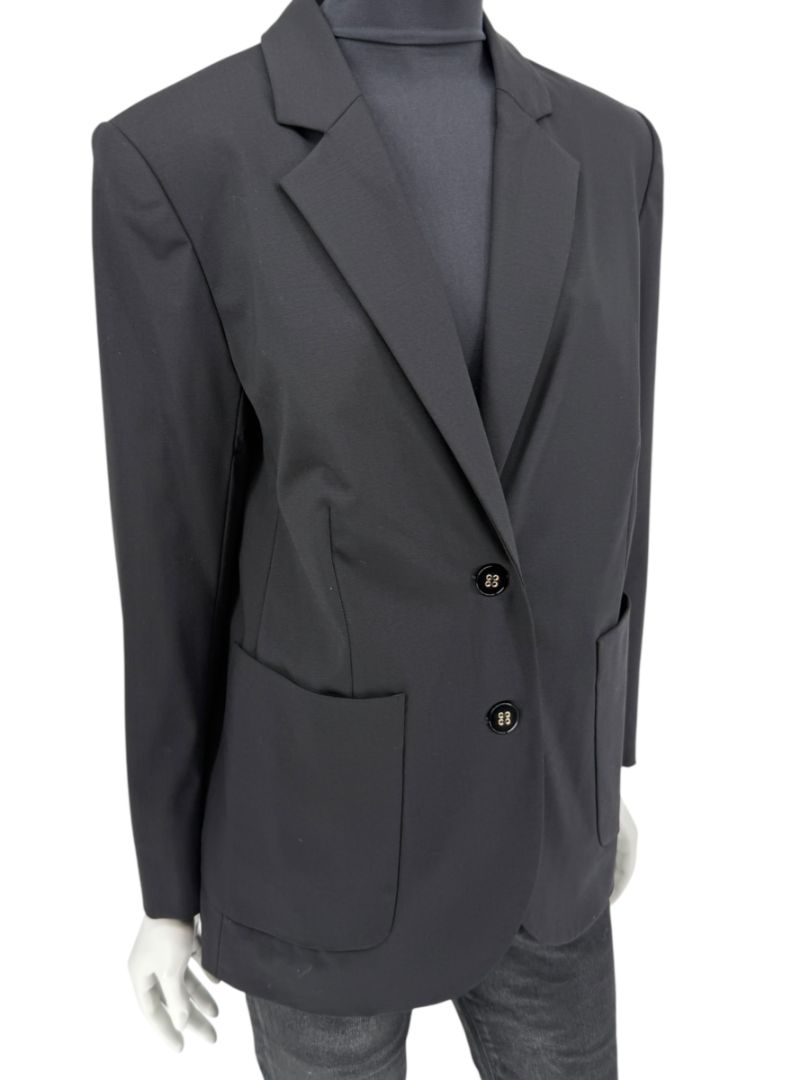 Pamella Roland Black Blazer Jacket Women’s Large – Classic 2 Button Wool Blend Career Workwear