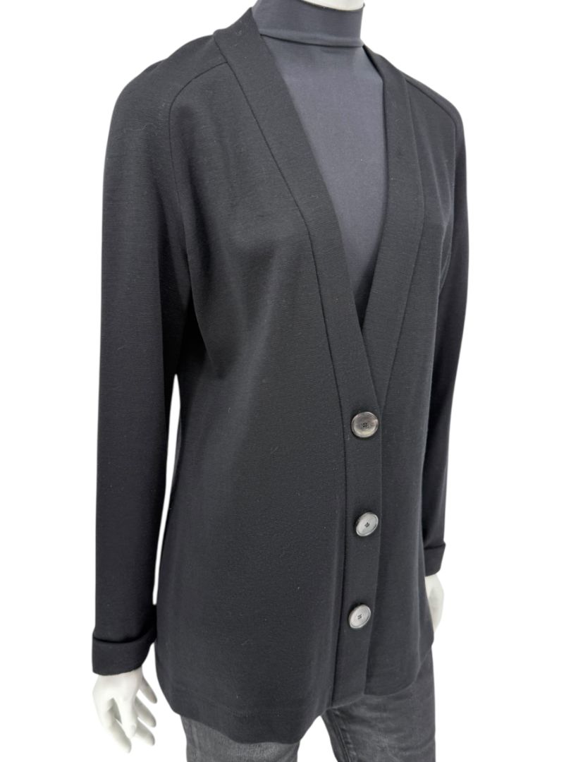 Lida Baday Black Wool Knit Cardigan - Size 12