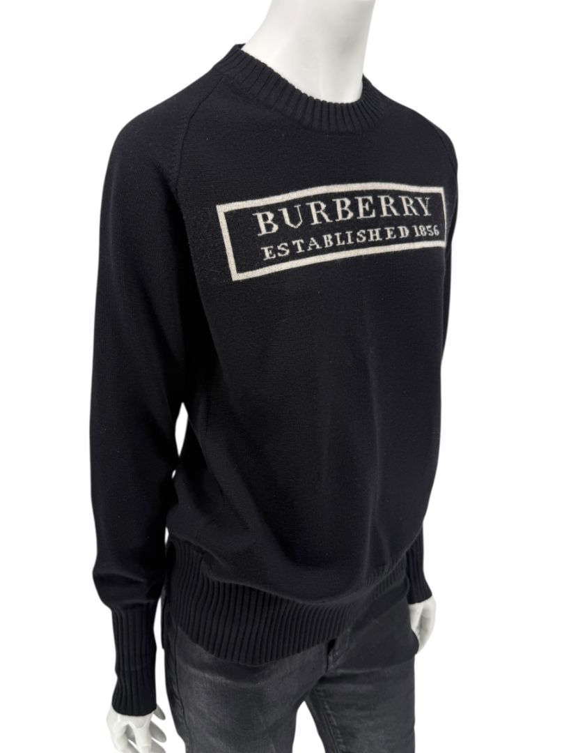 Burberry London Black Wool Logo Sweater – Size L