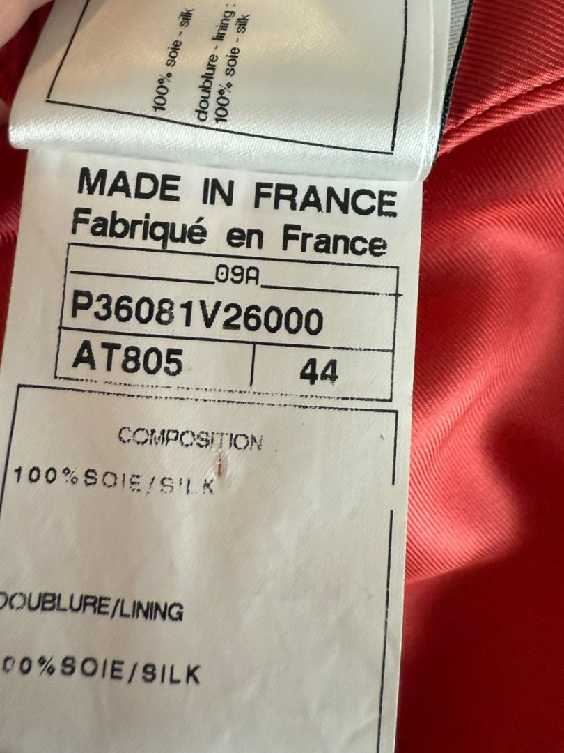 Chanel 2009 Paris Moscow Métiers d’Art Red Silk Puffer Bomber Jacket - Size 44