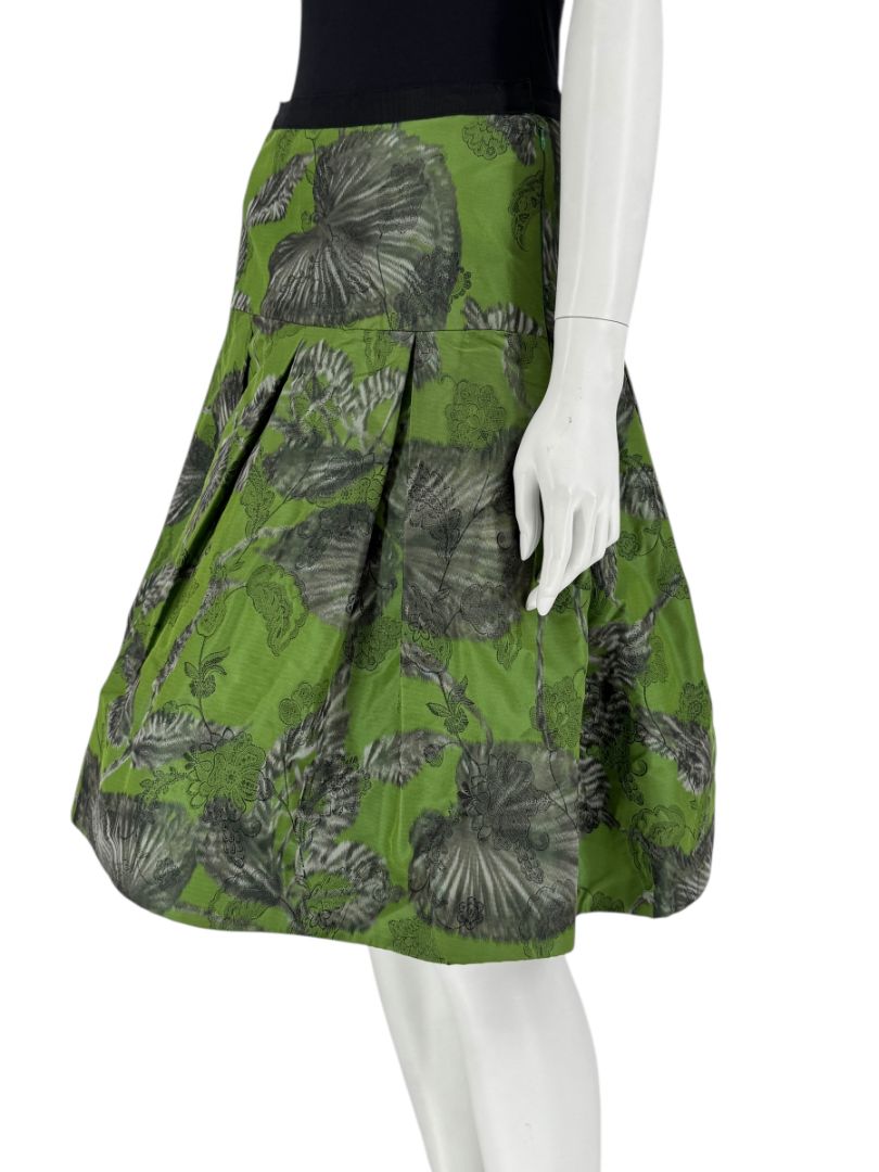 Oscar de la Renta Green Floral Silk Skirt – Fall 2008 - Size 16