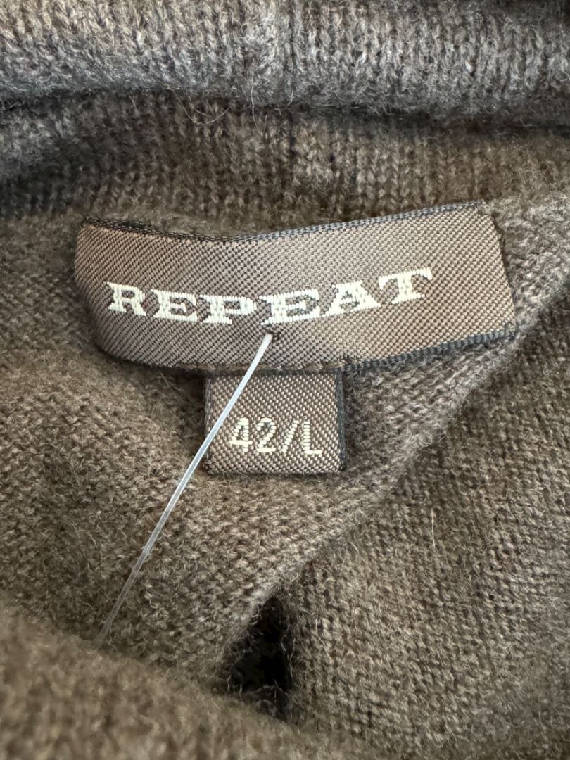 Repeat Cashmere Women’s Brown Wool-Cashmere Fringe Hem Sweater - Size L