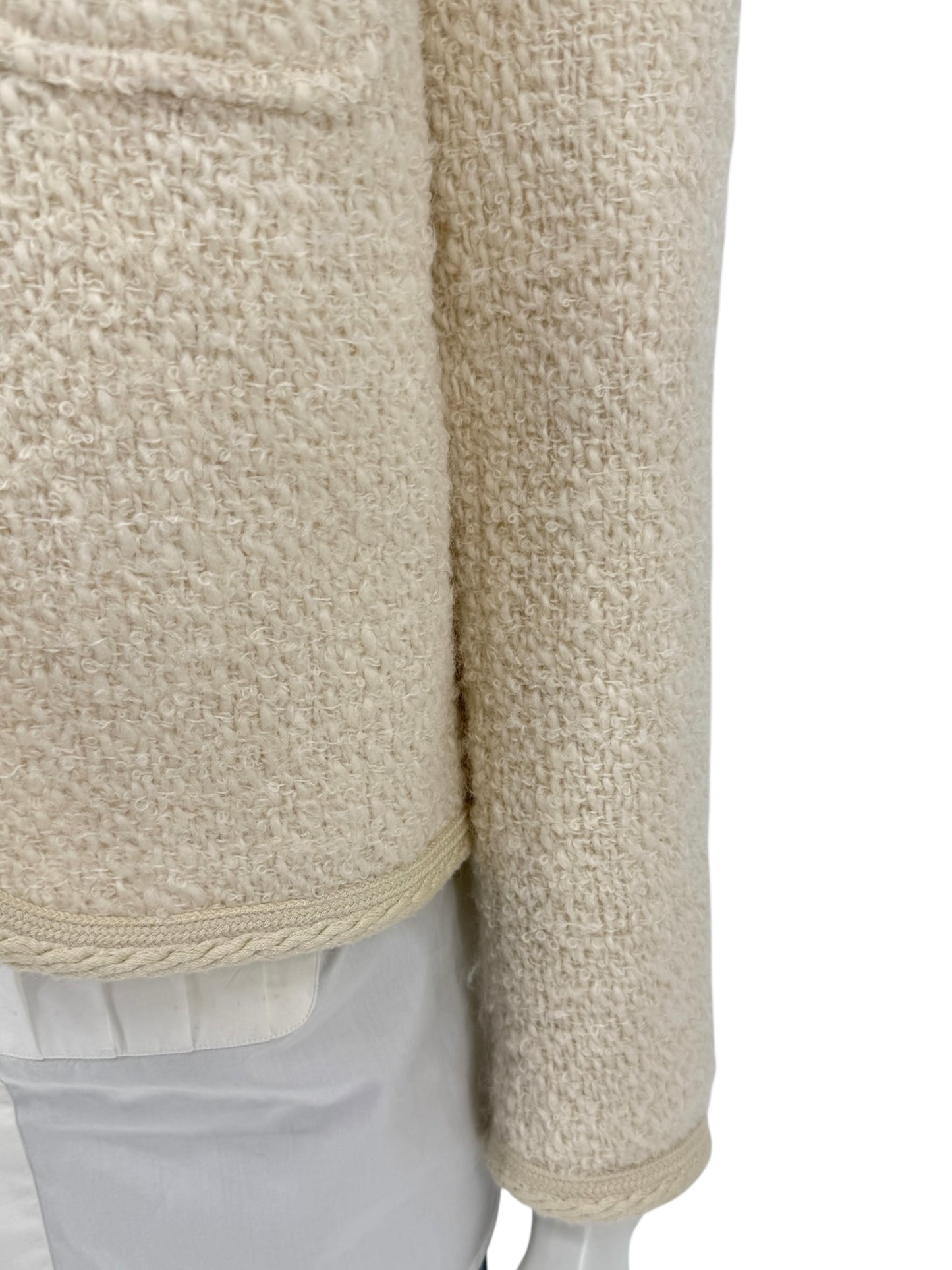 Celine “Chelsea” Ivory Tweed Jacket – Size FR 34