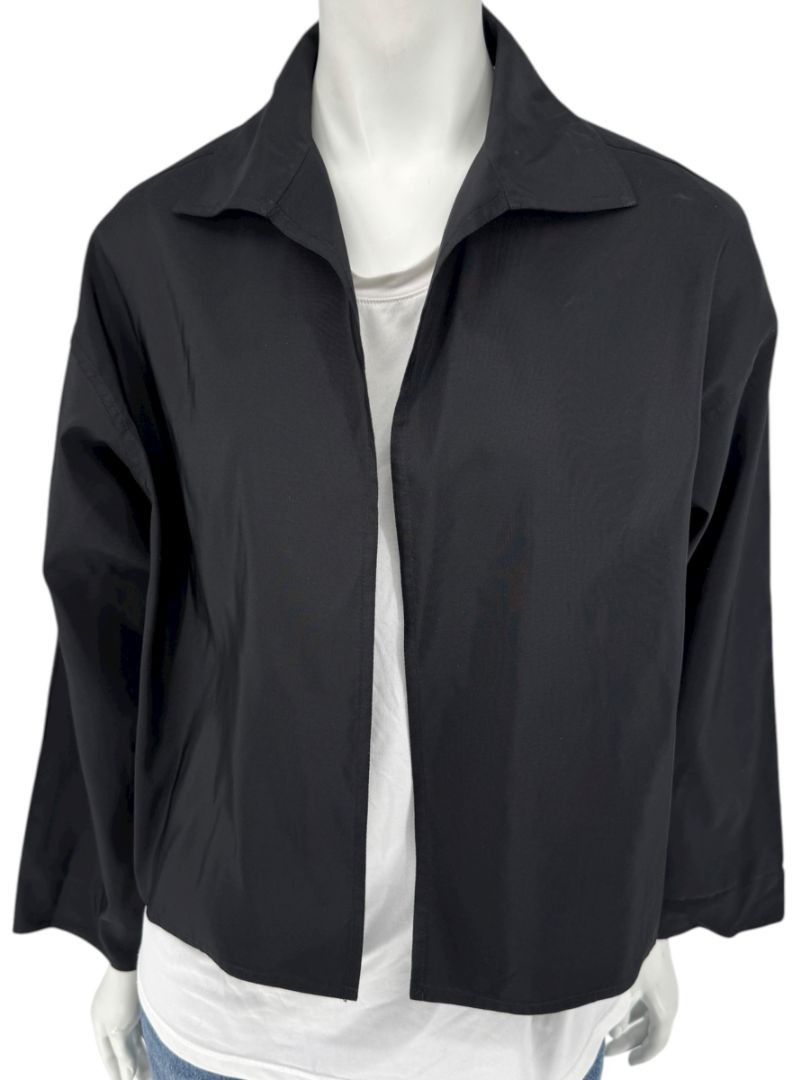 Zoran Black 100% Silk Cropped Jacket – Size Large