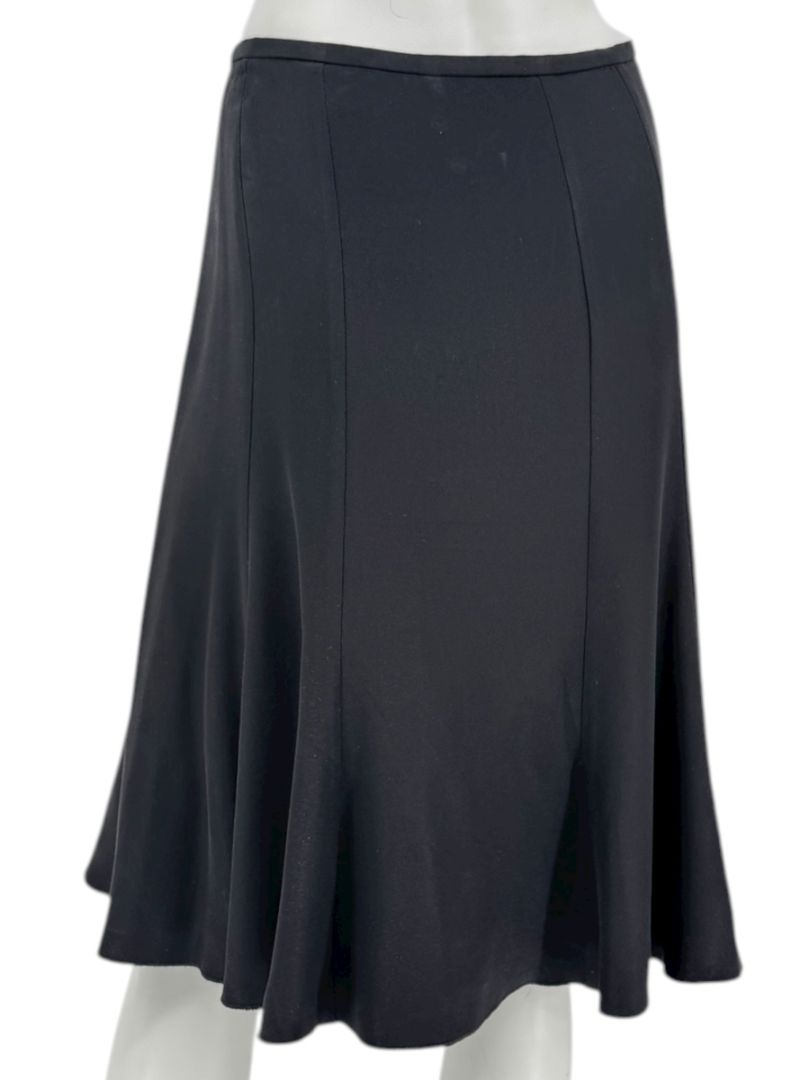 Armani Collezioni Black Acetate–Silk Flounce-Hem Skirt – Size 12 (IT 48)