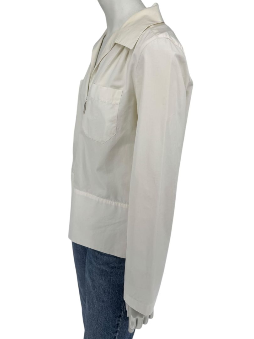 Chanel Ivory Zip-Front Cotton Blouse – Size 42