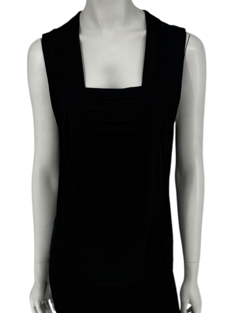Akris Punto Black Modal-Blend Pleated Front Sleeveless Top – Size US 14