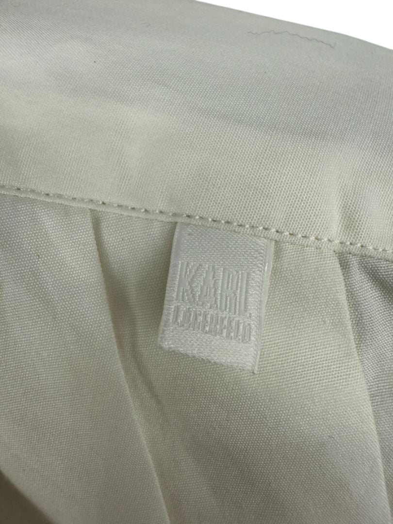 Karl Lagerfeld White Cotton Tuxedo-Style Pleated Shirt – Size 44