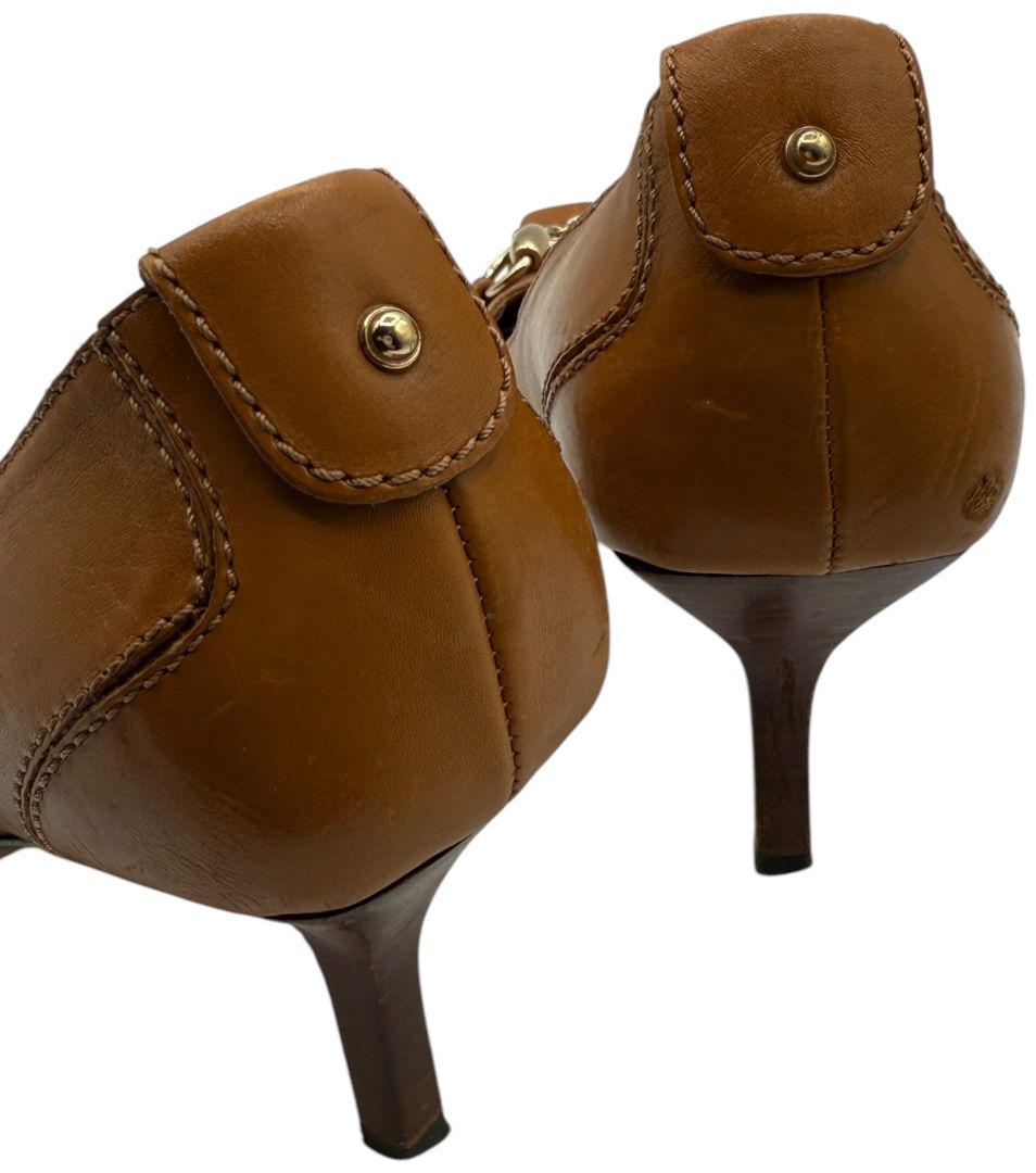 Gucci Tan Leather Horsebit Pumps – Size 36.5 – Good Preowned Condition