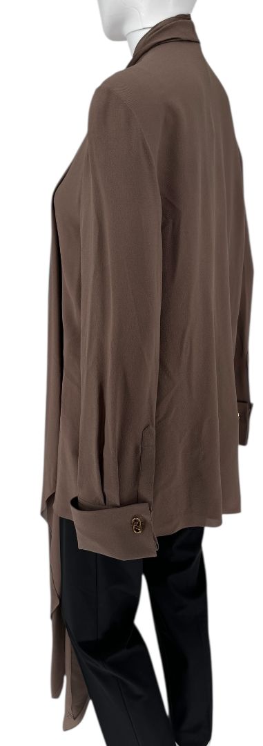 Fendi Draped Silk Georgette Blouse in Cocoa Brown – Size IT 42 (US 6)