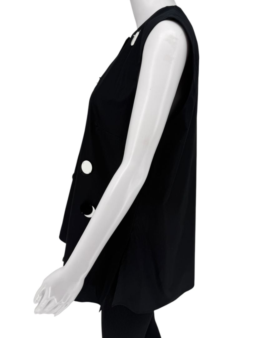 Akris Punto Black Cotton Tunic with Mirror Disc Detail – Size 10