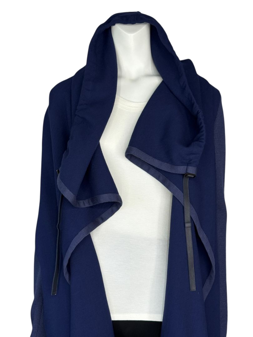 Agnona Navy Wool & Silk Hooded Longline Coat – Size IT 40