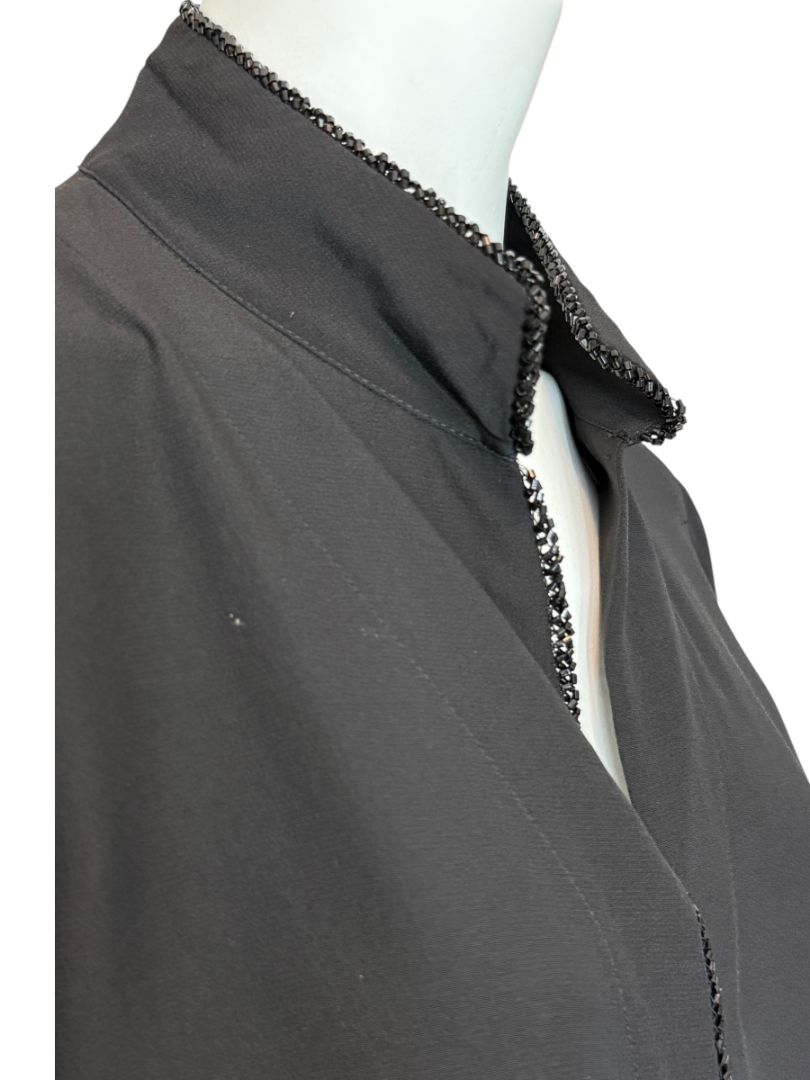 Akris Black Silk Blouse with Beaded Trim – Size US 10