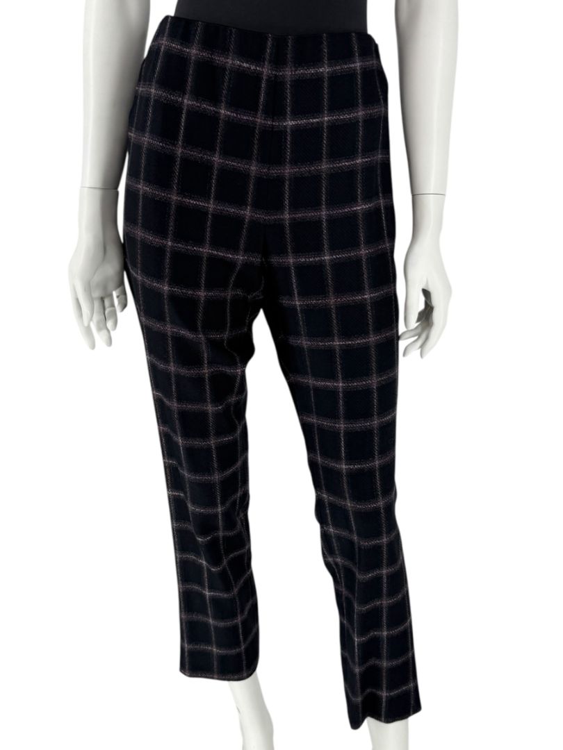 Pamella Roland Black & Gray Windowpane Plaid Pantsuit – Large