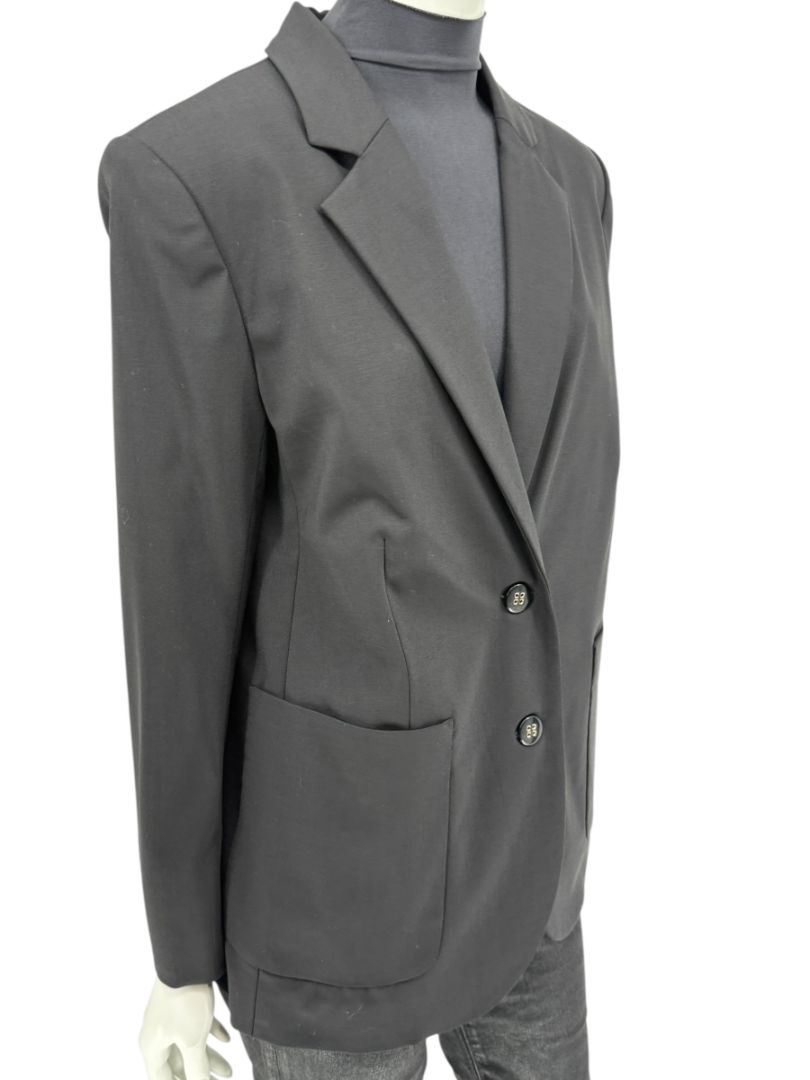 Pamella Roland Black Blazer Jacket Women’s Large – Classic 2 Button Wool Blend Career Workwear