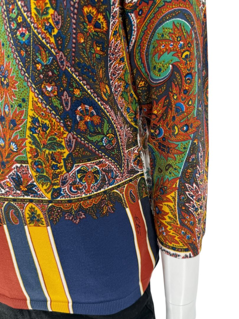 Etro Milano Multicolor Paisley Silk Knit Top – Size 46 (IT)