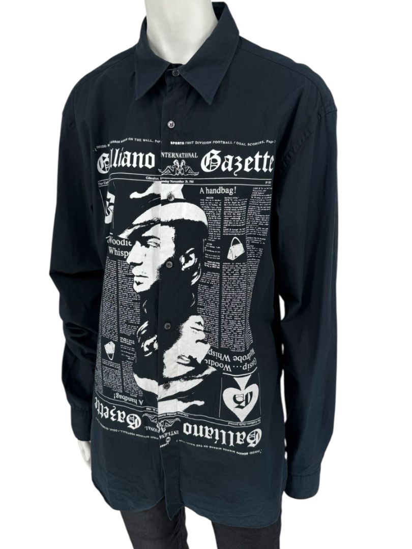 Galliano Gazette Oversized Graphic Cotton Shirt – Size 54 (Men's)