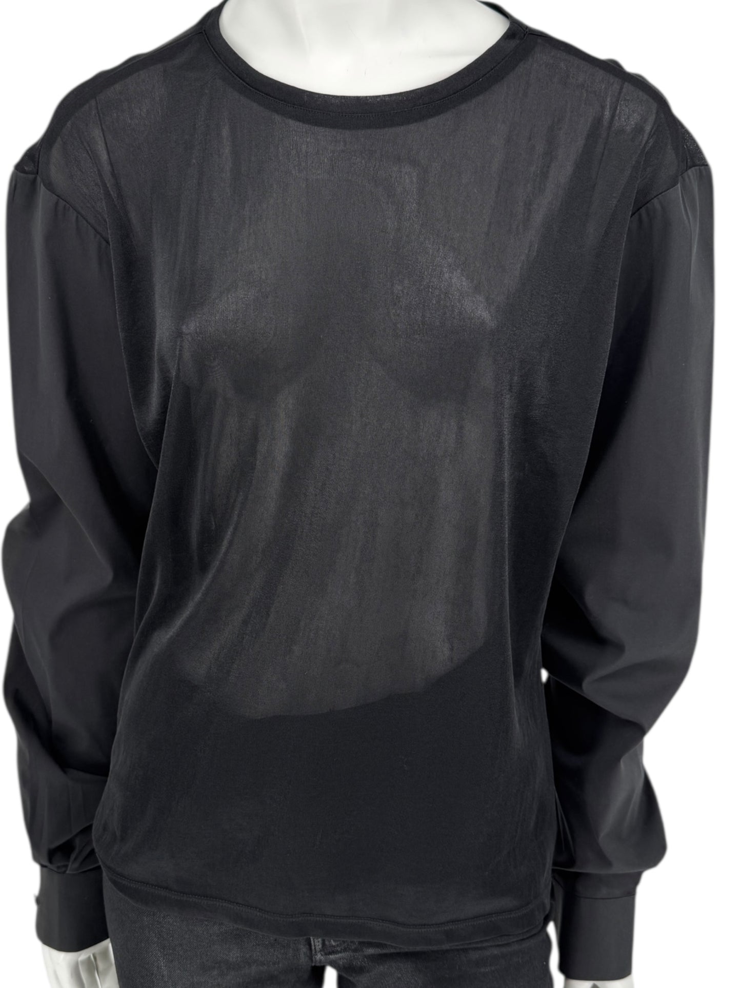 Prada Black Mixed-Fabric Long Sleeve Top – Size IT 40