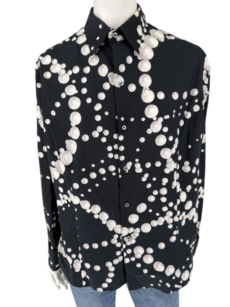 Craig Taylor Black & White Abstract Bubble-Print Long-Sleeve Shirt – Size XL