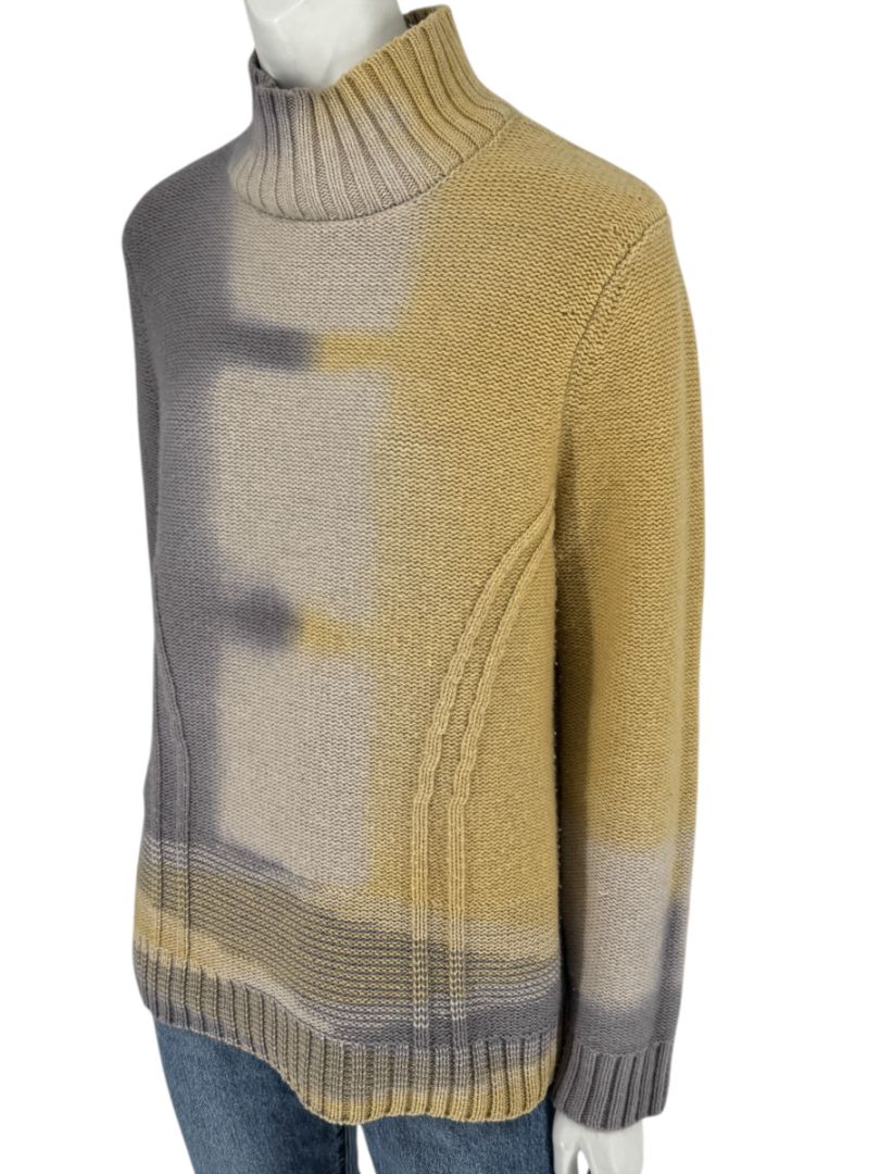 Lafayette 148 New York Wool-Cashmere Ombre Mock Neck Sweater – Size L