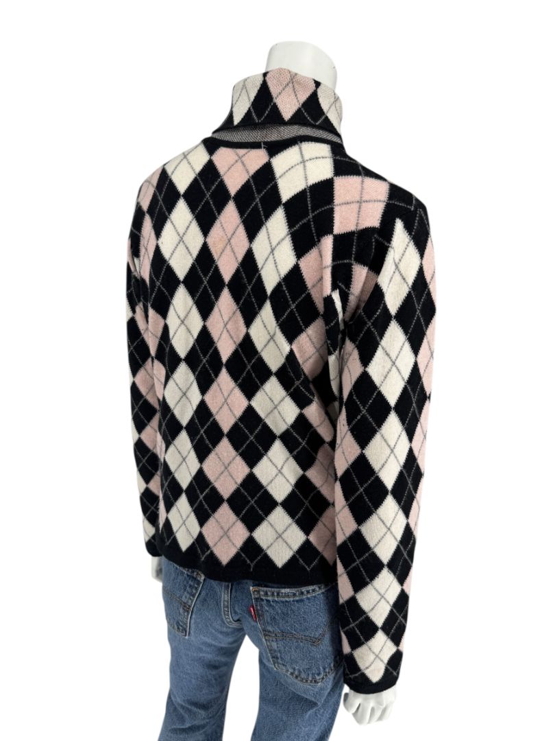 Pringle of Scotland 100% Cashmere Argyle Turtleneck Sweater – Size XL