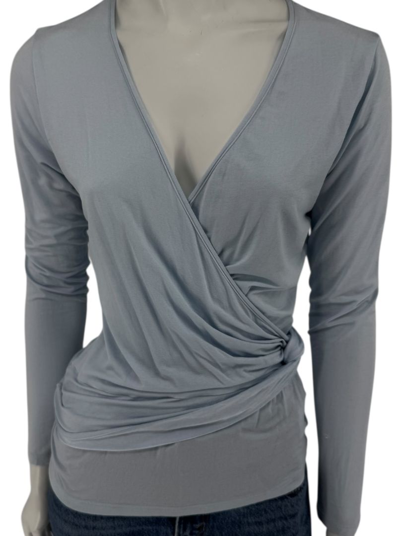 René Lezard Light Blue Draped Wrap Long Sleeve Top – Large  Made in Germany