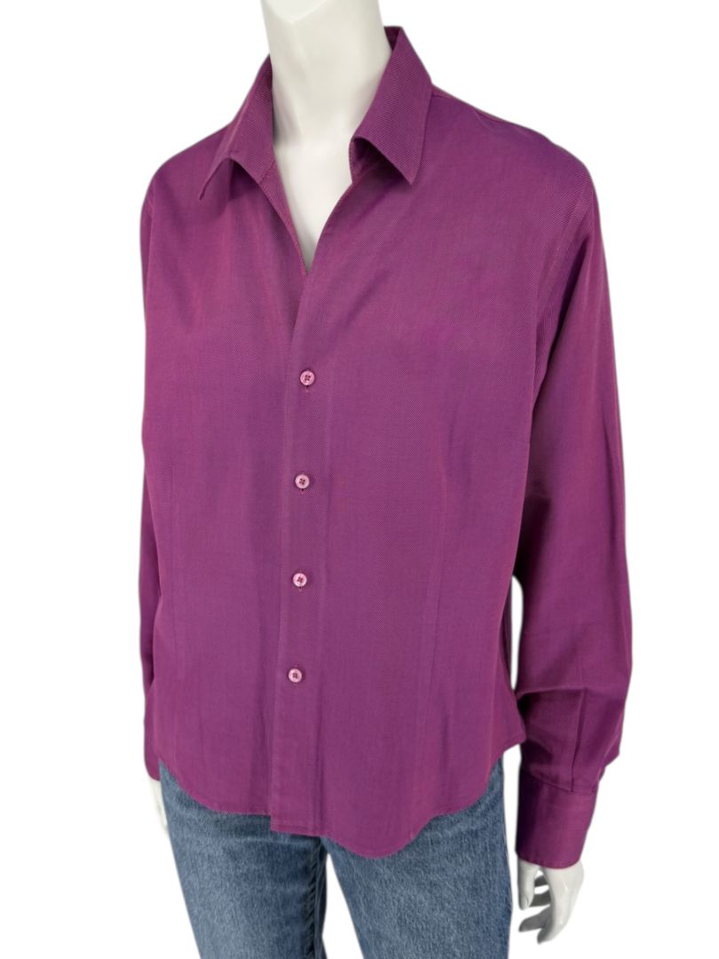 Craig Taylor Purple Egyptian Cotton Button-Front Blouse – Size XL