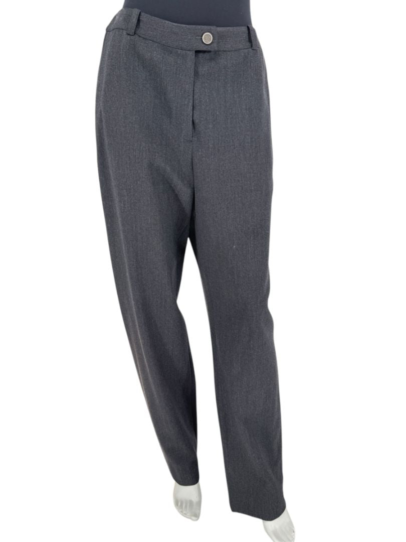 Chanel Charcoal Wool-Blend Straight-Leg Trousers – Size 42