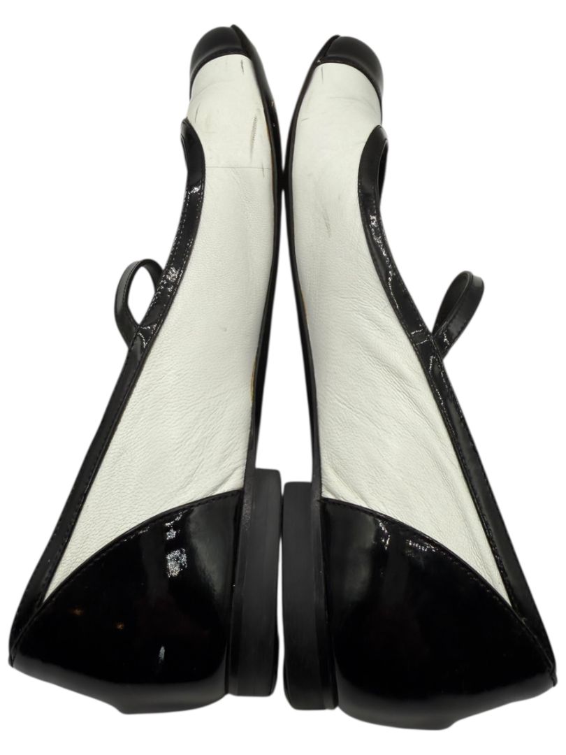Fendi Black & White Leather Mary Jane Ballet Flats – Size 41