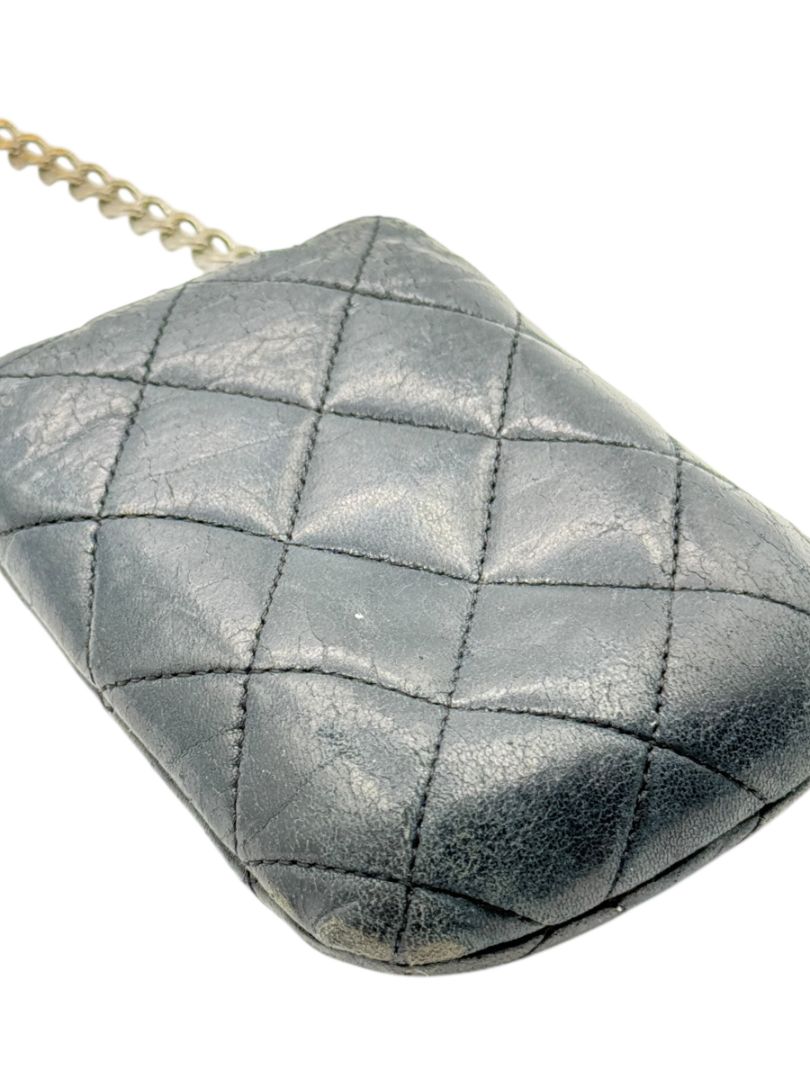Chanel Vintage Black Quilted Leather Cell Phone Holder – Silver-Tone Hardware